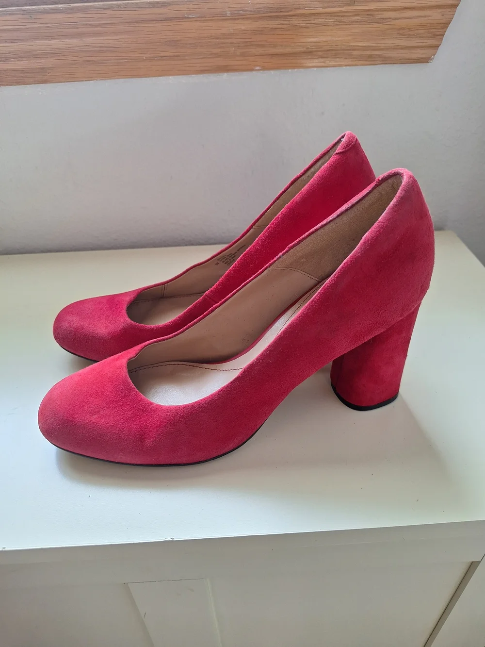 Isola Red Suede Rounded Block Heel Pumps